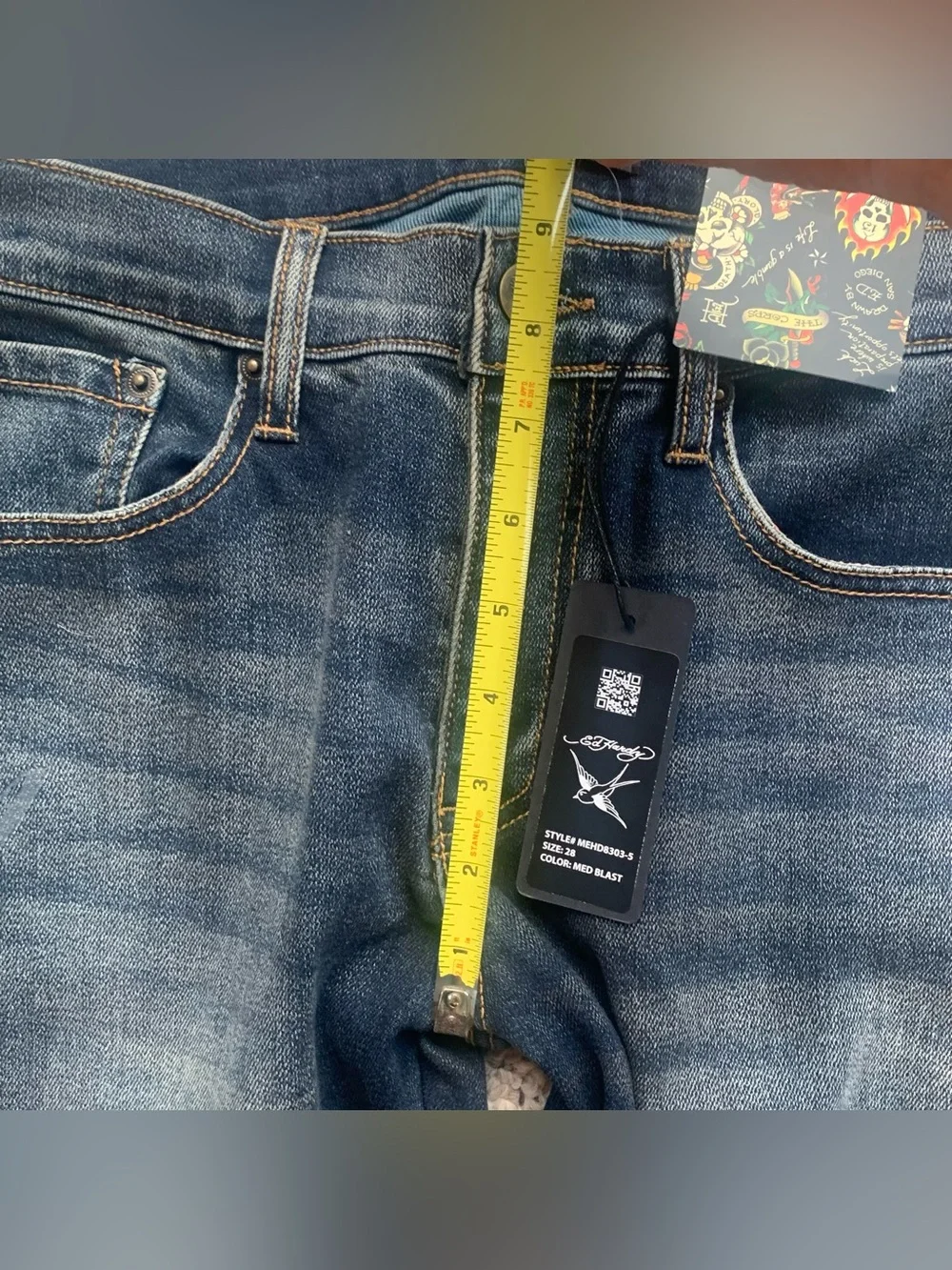 Ed Hardy Denim 5 Pocket Jeans Iconic Tattoo Inspired Panther & Cheetah Size 28